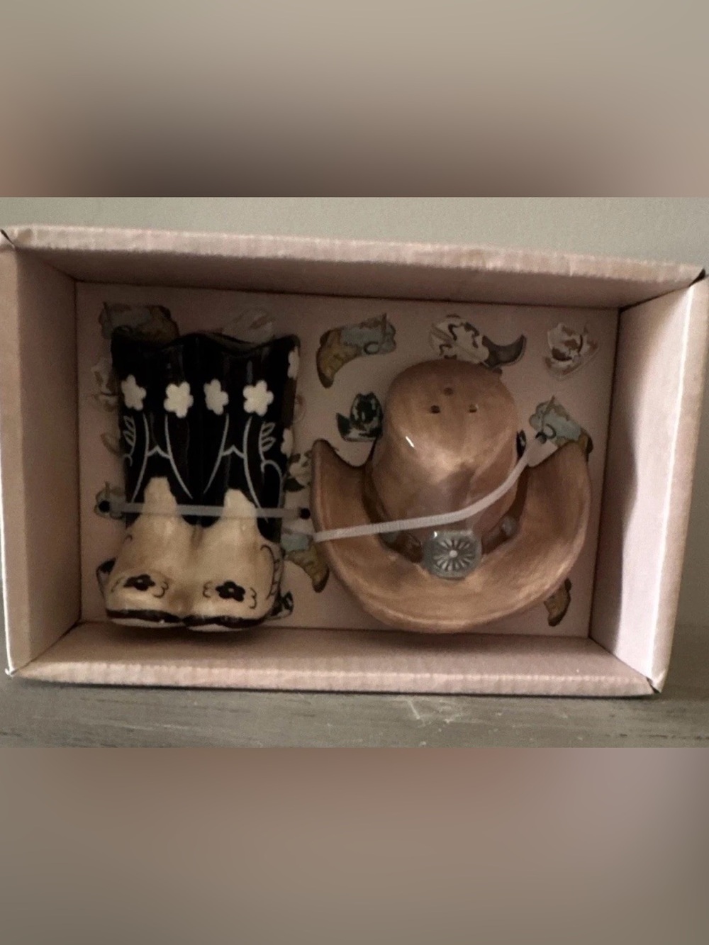 Blue Sky Salt & Pepper Gift Set with Tan, Black, Cream and Purple Accents